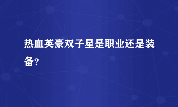 热血英豪双子星是职业还是装备？