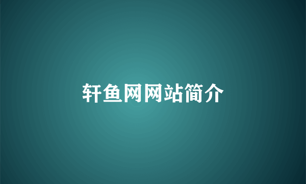 轩鱼网网站简介