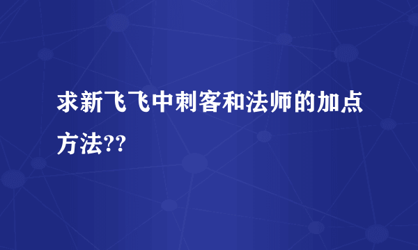 求新飞飞中刺客和法师的加点方法??