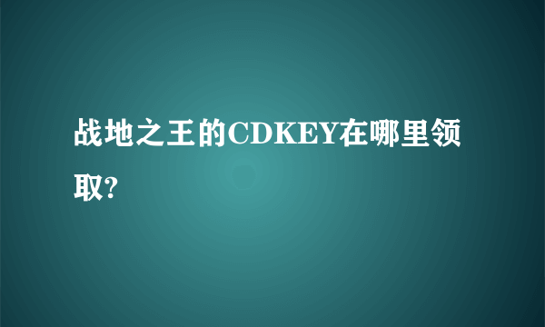 战地之王的CDKEY在哪里领取?