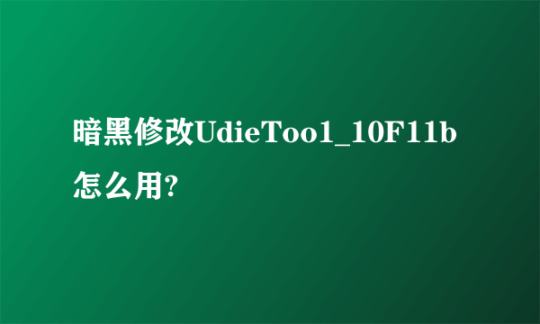暗黑修改UdieToo1_10F11b怎么用?