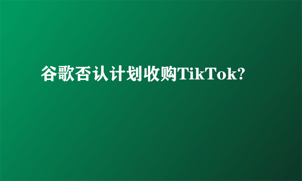 谷歌否认计划收购TikTok?