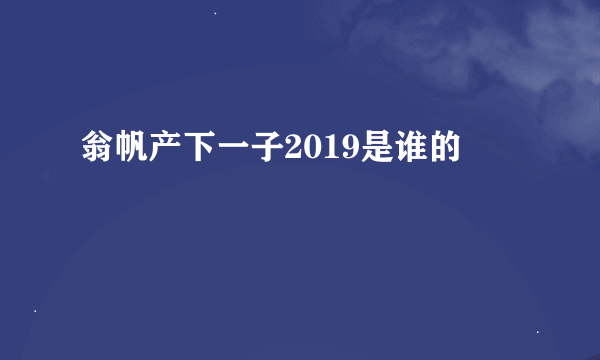翁帆产下一子2019是谁的