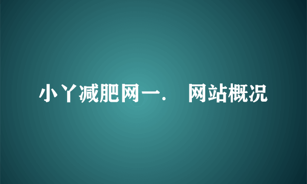 小丫减肥网一． 网站概况