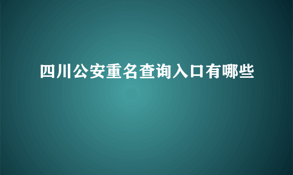 四川公安重名查询入口有哪些