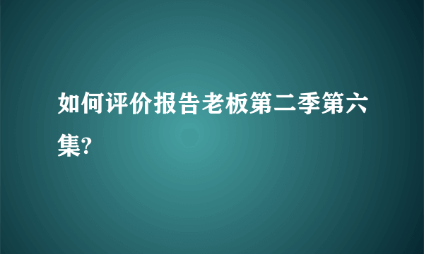 如何评价报告老板第二季第六集?