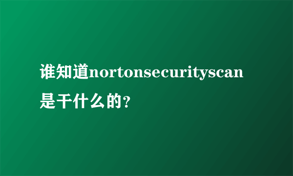 谁知道nortonsecurityscan是干什么的？