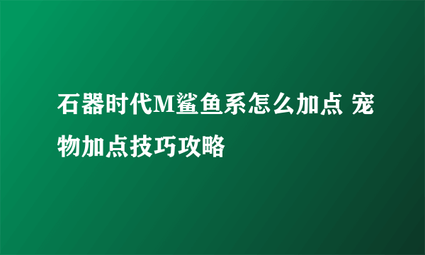 石器时代M鲨鱼系怎么加点 宠物加点技巧攻略