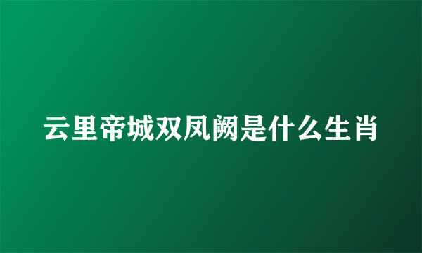 云里帝城双凤阙是什么生肖