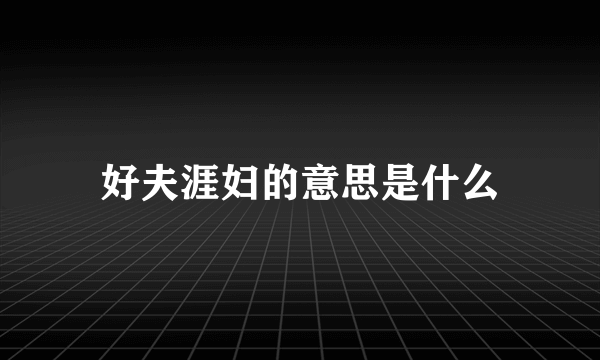 好夫涯妇的意思是什么