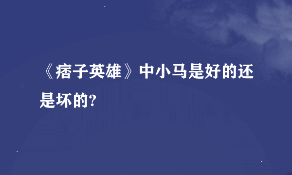 《痞子英雄》中小马是好的还是坏的?