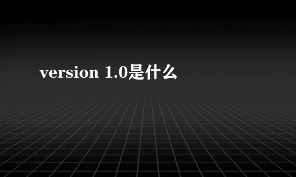 version 1.0是什么