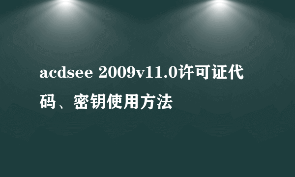acdsee 2009v11.0许可证代码、密钥使用方法