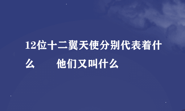 12位十二翼天使分别代表着什么  他们又叫什么