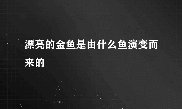 漂亮的金鱼是由什么鱼演变而来的