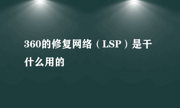 360的修复网络（LSP）是干什么用的
