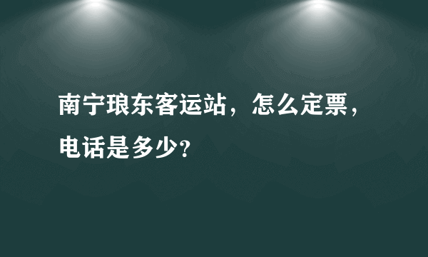 南宁琅东客运站，怎么定票，电话是多少？