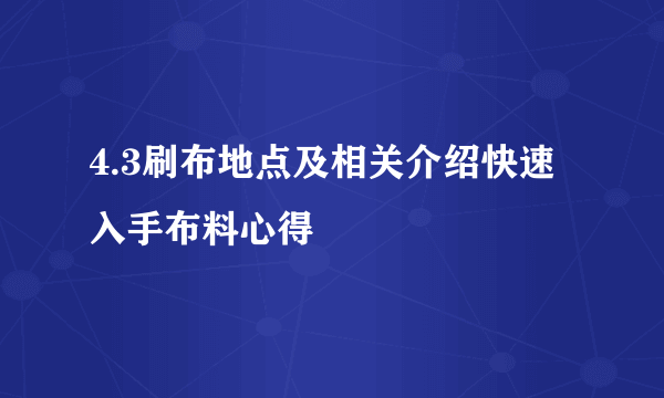 4.3刷布地点及相关介绍快速入手布料心得