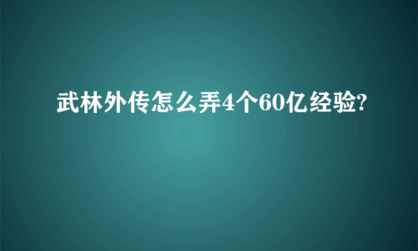 武林外传怎么弄4个60亿经验?