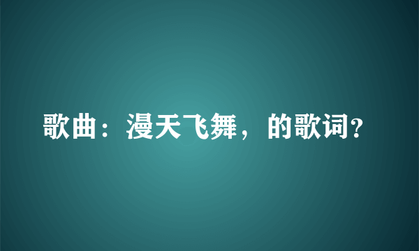 歌曲：漫天飞舞，的歌词？