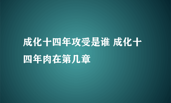 成化十四年攻受是谁 成化十四年肉在第几章
