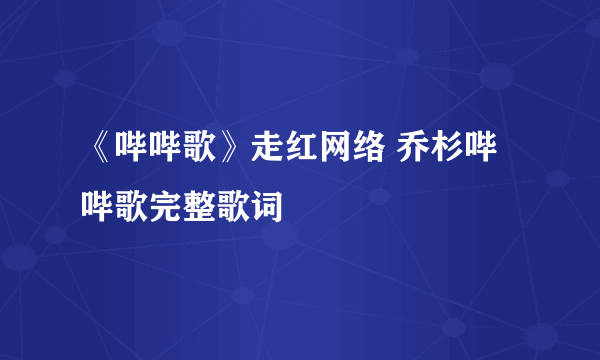 《哔哔歌》走红网络 乔杉哔哔歌完整歌词
