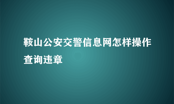 鞍山公安交警信息网怎样操作查询违章