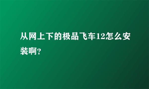 从网上下的极品飞车12怎么安装啊？
