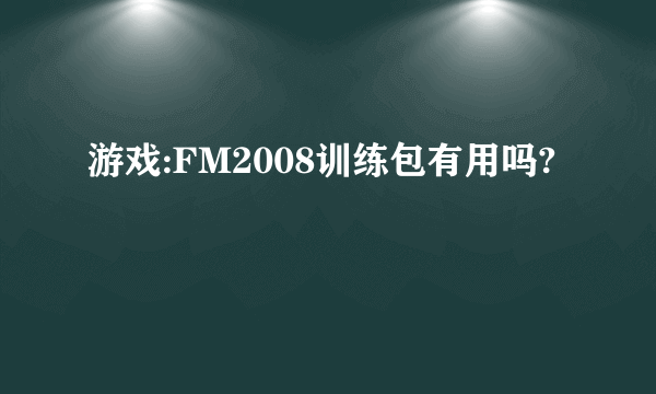 游戏:FM2008训练包有用吗?