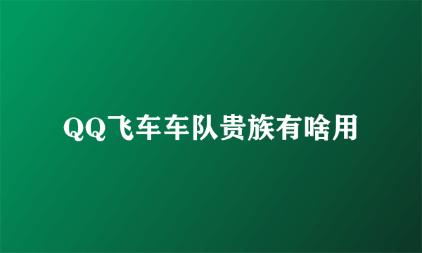 QQ飞车车队贵族有啥用