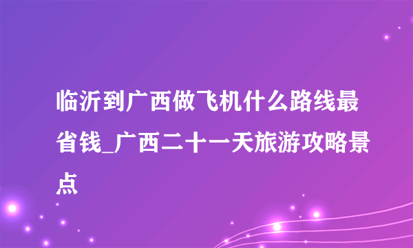 临沂到广西做飞机什么路线最省钱_广西二十一天旅游攻略景点