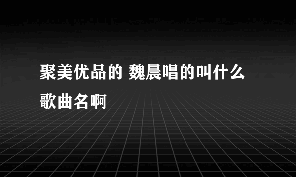 聚美优品的 魏晨唱的叫什么歌曲名啊