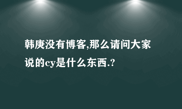 韩庚没有博客,那么请问大家说的cy是什么东西.?