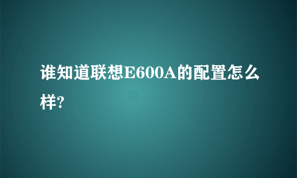 谁知道联想E600A的配置怎么样?