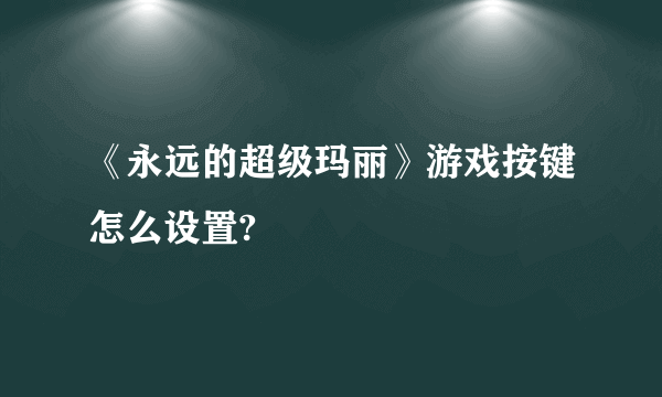 《永远的超级玛丽》游戏按键怎么设置?
