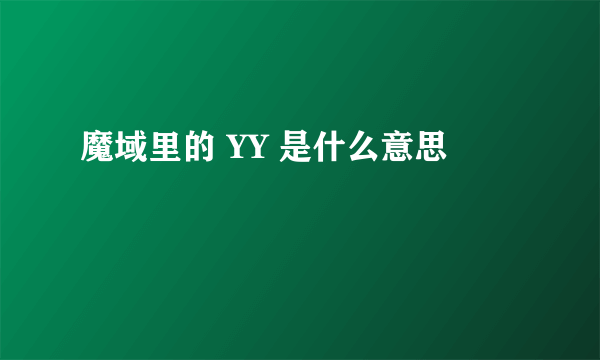 魔域里的 YY 是什么意思