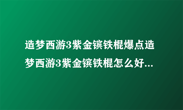 造梦西游3紫金镔铁棍爆点造梦西游3紫金镔铁棍怎么好打打到的指导一下袁洪的紫金镔铁