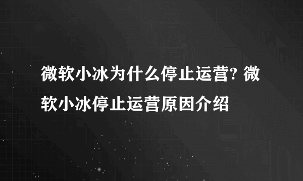 微软小冰为什么停止运营? 微软小冰停止运营原因介绍