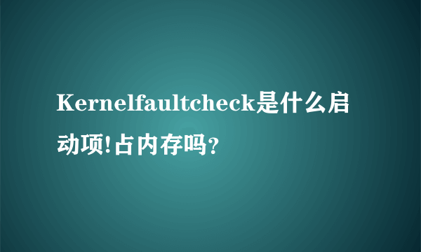Kernelfaultcheck是什么启动项!占内存吗？