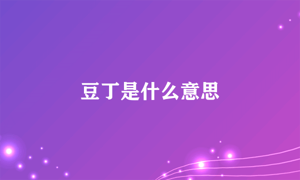 豆丁是什么意思