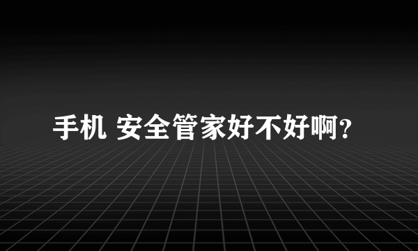 手机 安全管家好不好啊？