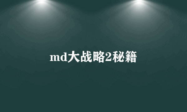 md大战略2秘籍