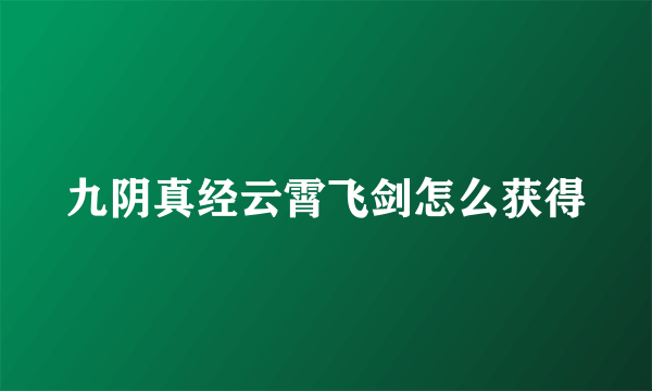 九阴真经云霄飞剑怎么获得