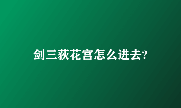 剑三荻花宫怎么进去?