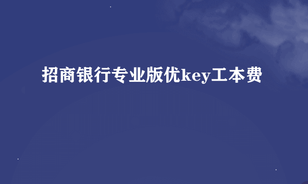 招商银行专业版优key工本费