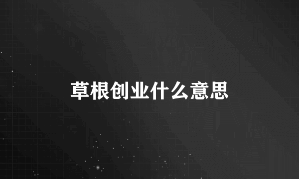 草根创业什么意思