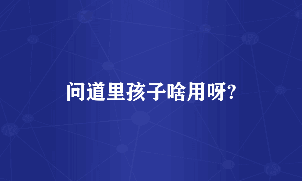 问道里孩子啥用呀?