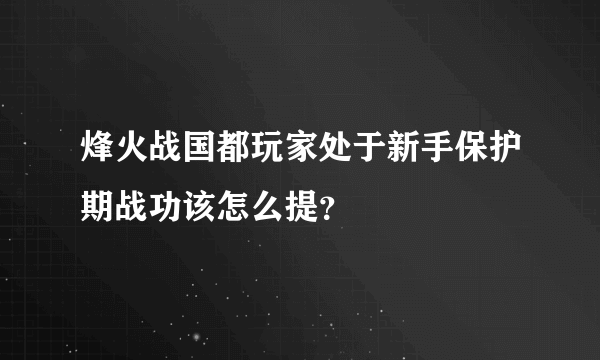 烽火战国都玩家处于新手保护期战功该怎么提？