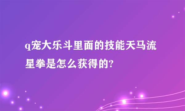 q宠大乐斗里面的技能天马流星拳是怎么获得的?
