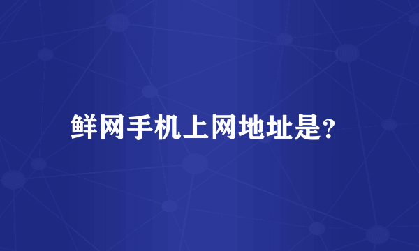 鲜网手机上网地址是？